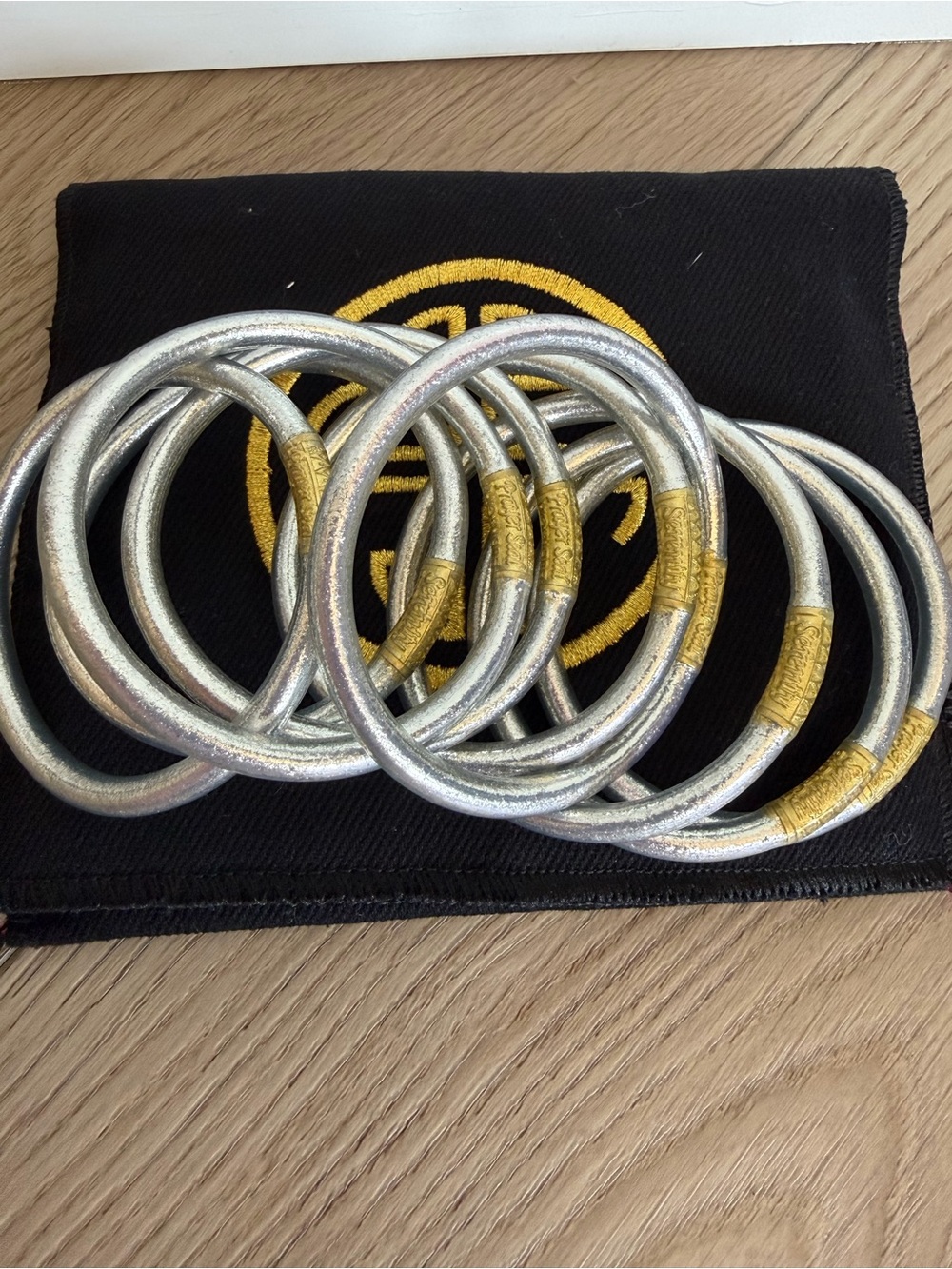Silver Bangle Bracelet Set by Buddha Girl. Size small. Brand new.